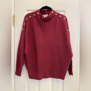 Carmen Marc Valvo - NWT - Dolman sleeve lightweight sweater- ribbed -maroon - XL